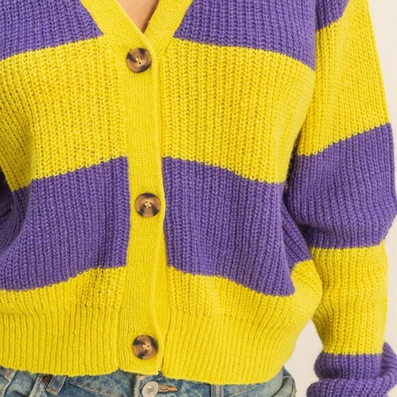 Yellow Purple LSU Football Gameday Knit Sweater NEW NWT S-M-L - Picture 3 of 6
